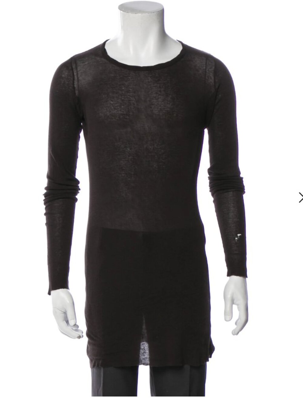 Rick Owens Black Long Sleeve T Shirt Size S Distressed Mens